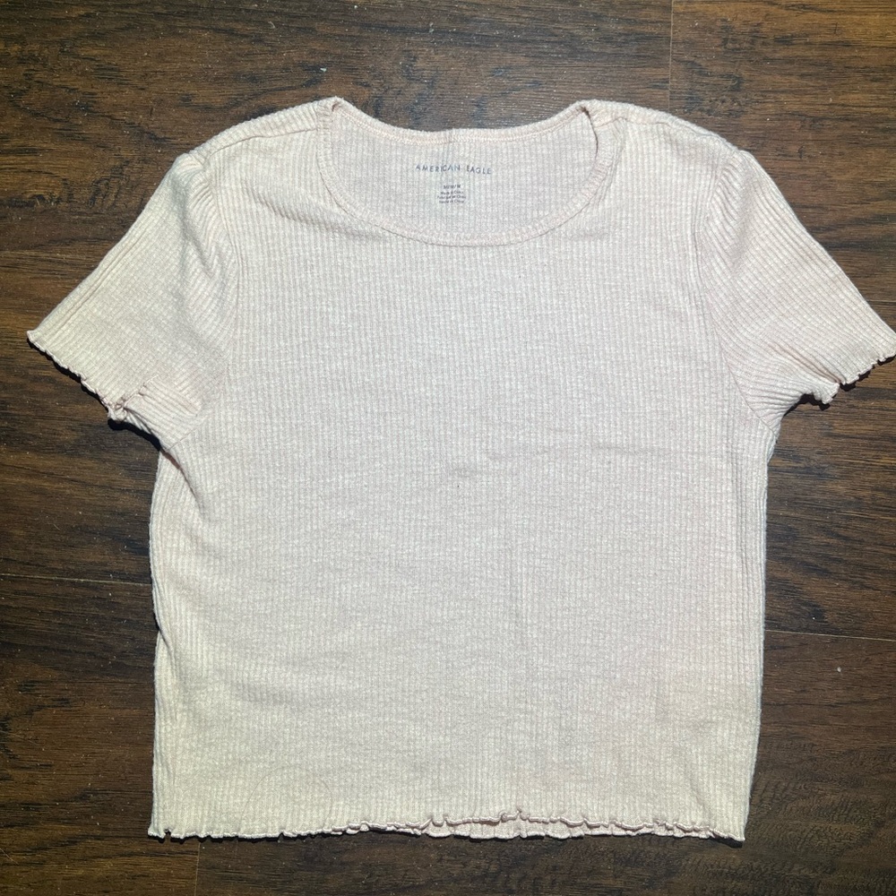 American Eagle baby pink ribbed baby tee